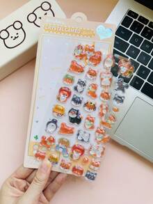 Estos adorables adhesivos 3D de animales, que incluyen conejos y perros Shiba Inu, se pueden usar para diversos fines como adhesivos decorativos de manualidades, adhesivos de recompensa y libros de adhesivos 3D con estilo de dibujos animados - Multicolor - Ver 9
