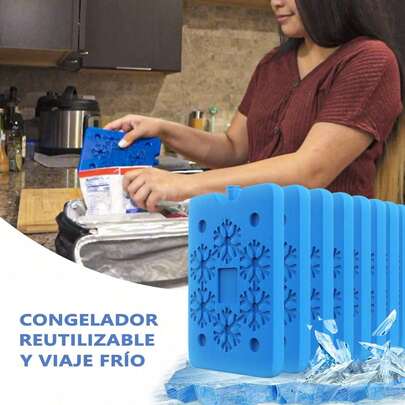 Paquete de 8 Hielos Reutilizables para Lonchera, Bolsa de Hielo Ultra Delgada para Hielera, Talla XL, Azul, ¡Mantiene LOS Alimentos FRÍOS por MÁS Tiempo!