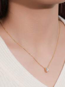 XUJIA 1件优雅女士925纯银莫桑石吊坠项链，7x9毫米-2克拉椭圆形切割莫桑石，适合作为女士订婚、结婚、周年纪念、生日、派对礼物 - PMO-138 - 查看 5