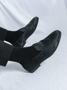 Fashionable Slip-On Loafers, Men's Office/Business Formal Leather Shoes, Spring Unlined Black Wedding/Groom Shoes, Hairstylist Shoes Comfortable Soft Sole Casual Business Shoes Blue Printed Casual Dress Shoes, Slip-On Slouchy Autumn/Winter Gentleman Fashion Flats Classic Retro Casual Shoes, Soft Leather Men's Wedding Shoes Summer Slip-On Mule Shoes - Black - View 10