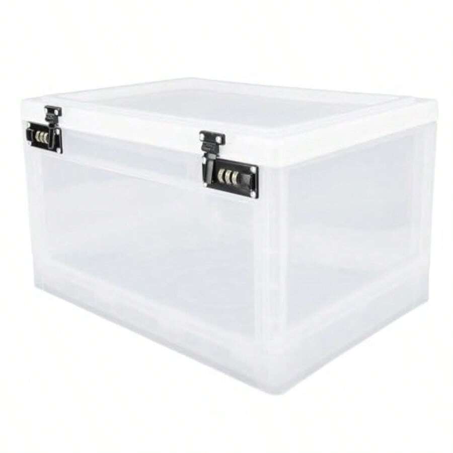 zxxCaa de  Grande para Medicamentos Caa de Almacenamiento con Cerradura para Refrigerador para Alimentos Gabinete con Cerradura a Prueba de Niños Pastillerocaja de oficina - Blanco transparente - Ver 1