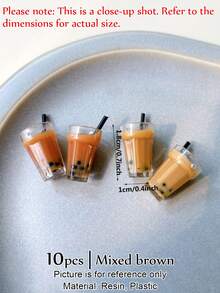 EECLYCJ Bộ 10/20 mặt dây chuyền nhựa 3D hình trà sữa trân châu và cà phê dễ thương | Nguyên liệu tự làm trang sức hình thức ăn đáng yêu cho vòng cổ/vòng tay/bông tai | Đồ trang trí thủ công đa năng không mùi hương dùng cho nghệ thuật làm móng và móc khóa - Mặt dây chuyền trà sữa mô phỏng - Xem 12