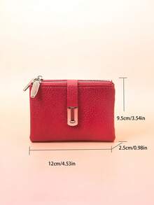 MINGYOU Women's Short Snap Wallet PU Soft Multi-Function Fashion Casual Card Holder Zipper Minimalist Student Coin Purse Compact And Stylish For Easy Carrying For Women Money Wallet Mini Wallet Purse Wallet Small Wallet - Red - View 9