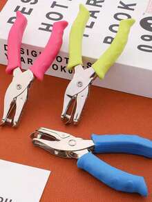 1 Set Stainless Steel Hole Punch And Metal Loose Leaf Rings, Metal Material, Durable, Strong Punching Penetration, Curved Lever Press Effortless, Small Card Puncher Stationery, Hole Punch, Punching Pliers, Hand-Held Punch, Loose-Leaf File Puncher, Binding Rings, Back To School Gift, School Prize, Holiday Gift, Gift Filler, Office & School Supplies - Multicolor - View 13