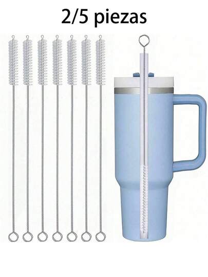 2/5 Piezas Cepillo de limpieza para pajitas de vaso, Limpiador de pajitas reutilizable apto para vasos de 40/30/20 Oz, Limpiador de tubo de 10 mm de diámetro apto para botellas de agua y pajitas