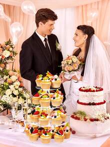 1pc 6-Tier Acrylic Round Cupcake Stand, Clear Dessert Display Rack, Cake Or Cupcake Tower Stand, Suitable For Wedding Birthday Bar Party Celebration Baby Shower Cupcake Tray, Dessert Tray, Party Supplies - Clear - View 2