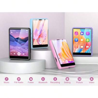 64GB MP3 Player Bluetooth 5.3 2.4" Full Touchscreen Portable MP3 Player With Speaker, Voice Recording, FM Radio, Line Recording Support 128GB Kids MP3 Player