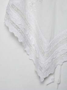 DEEKA 夏季新款女士时尚性感设计感百搭露背碎花不对称上衣 白色 - 白色 - 查看 11