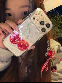 Ốp điện thoại chống sốc họa tiết quả anh đào thời trang, lấy cảm hứng từ quả anh đào đỏ, kiểu Hàn Quốc, mặt dây chuyền, thiết kế bao phủ toàn diện, quà tặng mùa xuân cho nữ. - Trong sáng - Xem 6