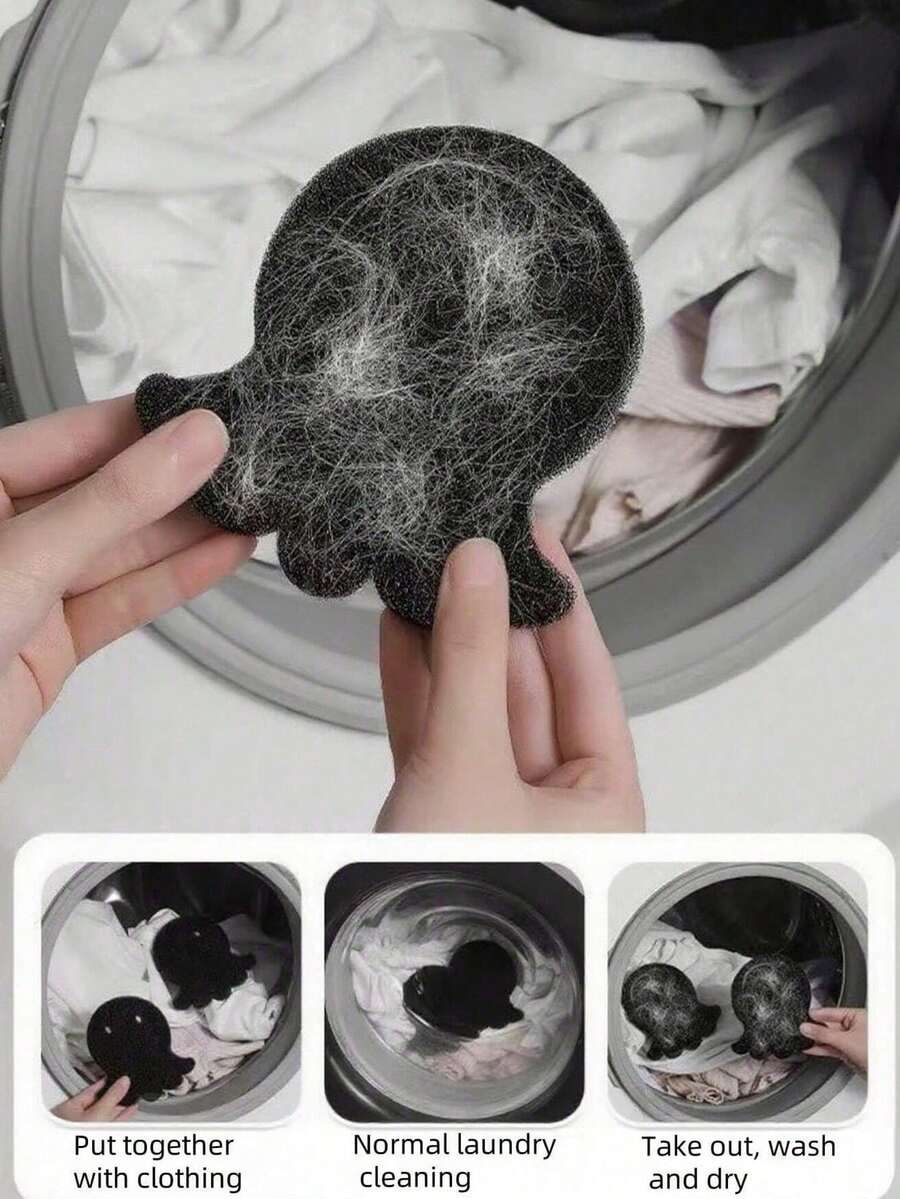 可爱章鱼造型洗衣机绒毛清除器，宠物毛发吸附器，通用家用清洁剂，家用滚筒绒毛清除器过滤器，可重复使用的宠物毛发洗衣海绵 - 高效洗衣机清洁器 - 捕捉绒毛、毛发和碎屑，易于清洁，可重复使用，经久耐用，是宠物主人和洗衣日的理想之选 - 彩色 - 查看 1