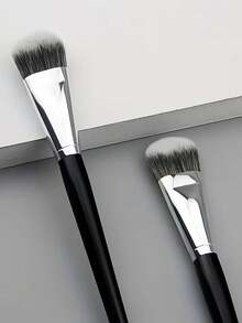 1支斜角轮廓高光刷 - 精准鼻部遮瑕晕染工具，舌形弧度轮廓刷 - 遮瑕刷 - 45°斜角设计，带来全新上妆体验 - 令妆容更服帖 - 黑色 - 查看 5