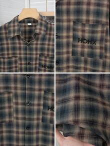 夏季新款复古格子刺绣短袖优雅Polo领百搭女式衬衫 - 藍紫色 - 查看 10