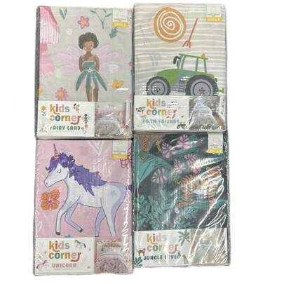 Kids Single Duvet Cover & Pillow Set - 4 Styles Soft Breathable Children Bedding