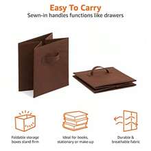 zxxAmazon s - Cubos de almacenamiento pb de tela con asas 10.5 x 10.5 x 11 pulgadas color marron paquete de 6caja de oficina - marrón - Ver 4