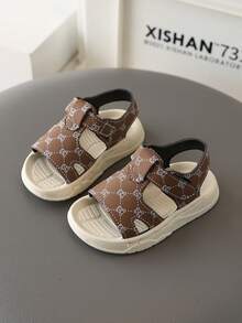 婴儿时尚凉鞋，男女通用防滑软底休闲百搭魔术贴婴儿幼儿凉鞋 - 棕色 - 查看 1