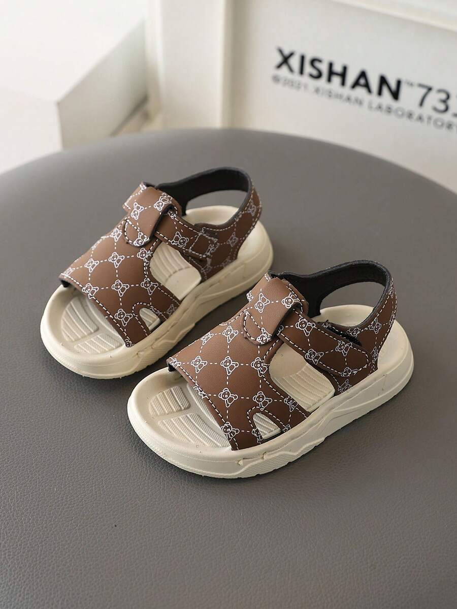 婴儿时尚凉鞋，男女通用防滑软底休闲百搭魔术贴婴儿幼儿凉鞋 - 棕色 - 查看 1