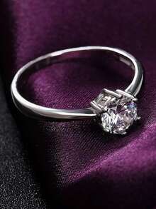 Cutie cadou elegantă și versatilă, inel cu zirconiu cubic, bijuterii pentru femei pentru logodnă și purtare zilnică, material cupru, rezistent la decolorare și hipoalergenic, cadou ideal de Ziua Îndrăgostiților - Argint - Vizualizare 3