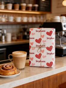 1/3/5pcs Custom Text Wrapping Paper, Personalized Valentine's Day Gift Wrap With Name, Romantic Couple Gift Wrap For Anniversary Valentine's Day Christmas Birthday - Multicolor - View 7