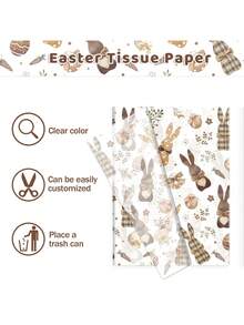 15 st. omslagspapper med kanintema - Innehåller kaniner, ägg, morötter, löv och små blommor, Lämplig för födelsedagar, fester, påsk, bröllop, gör-det-själv, presentförpackningar, examen, bukettförpackningar, säsongsbetonad högtidsdesign, kreativ present - Multifärgad - Visa 6