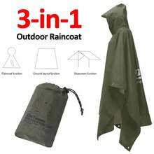 Chubasquero de exterior 3 en 1, para senderismo, montañismo, a prueba de viento y agua, para ciclismo, impermeable de nailon multifuncional de emergencia, artículo lindo - Multicolor - Ver 2