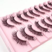10 Pairs Value Pack Transparent Band 5D Faux Mink Lashes Fluffy Natural Crisscross Thick Lashes - Black - View 7