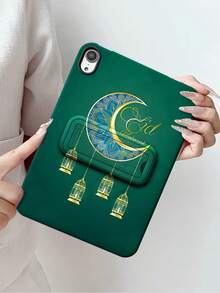 Elegante custodia protettiva piatta con motivo floreale intrecciato blu e oro, compatibile con Apple iPad Mini 6/7, Tab A7/A9, Pad 5/5 Pro, Redmi Pad SE11, con supporto amichevole per la pelle e pittura colorata - Multicolore - Visualizzare 7