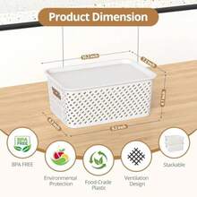 zxxCestas de Plastico con Tapa para Almacenamiento Caas b Pequeñas para Almacenamiento Cestas de Almacenamiento para Organizar Estantes Caones Escritos Armas Oficinas Blancocaja de oficina - Blanco - Ver 2