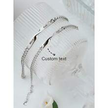 2pcs Customized Stainless Steel Couple Bracelets Set, Men&Women Bracelet, Personalized Names & Anniversaries, Valentine's Day Gift, With Gift, Boyfriend And Girlfriend Promise Mobius Bracelets For Anniversary,School Supplies - Multicolor - View 1