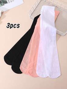 3双超薄踩脚舞蹈紧身裤，高密度弹力透明连裤袜，防勾丝，适合女孩日常穿着 - 彩色 - 查看 1