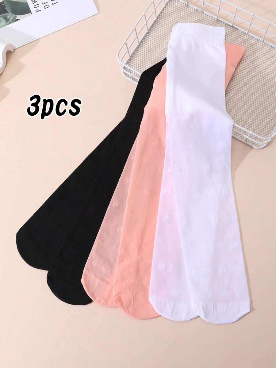 3双超薄踩脚舞蹈紧身裤，高密度弹力透明连裤袜，防勾丝，适合女孩日常穿着 - 彩色 - 查看 1