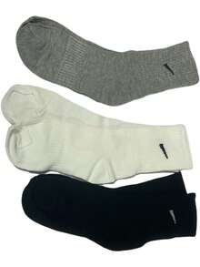 3双经典黑色、白色、灰色中筒袜，男女通用运动休闲复古风袜子，适合所有季节 - 彩色 - 查看 5