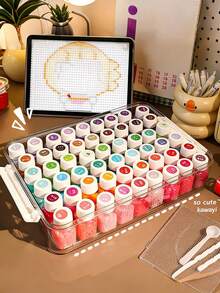 1PC Transparent Storage Box, Multifunctional Storage Box, Bead Handicraft Accessories, Diamond Nail Bead Transparent Sorting Storage Box, Jewelry Packaging Box, Document Certificate Storage Box, Household Large Capacity Multifunctional Storage Box, Children's Puzzle Card Storage, Student Certificate Storage And Sorting Box - White - View 7