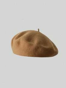 女士纯色贝雷帽，简约百搭，复古艺术家风格，秋冬款 - 彩色 - 查看 8