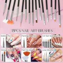 33pcs Nail Art Brushes,Double-Ended Dotting Tools,Nail Art Tool Set,Striping Brushes For Long Lines,Fingernail Drawing Pens With Palette Holder All In One For Beginners And Salon Home Use - 33PCS - View 5