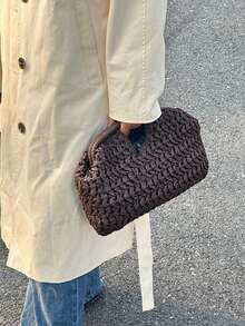 2026新款手工编织女包，沙滩度假手提包，单肩包，斜挎包，草编包 - 咖啡 - 查看 6