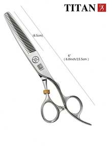 TITAN HIRLD TITAN Professional Hair Cutting Scissors, 6 Inch 440C Japanese Steel Shears, Includes 2 Finger Rings, 1 Adjustment Plate, 1 Comb, 1 Cleaning Cloth - Silver - View 12