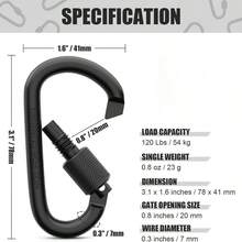 Aluminum Alloy Carabiners, Spring Door Keychains For Outdoor, Camping, Hiking - Heavy Duty Accessory Carabiner Set - Black - View 6