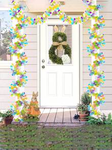 1 pieza Guirnalda de huevos de Pascua de 2 metros con borlas, decoración con borlas metálicas adecuada para Pascua, primavera, boda, fiesta de Año Nuevo y decoración interior/exterior - Multicolor - Ver 3