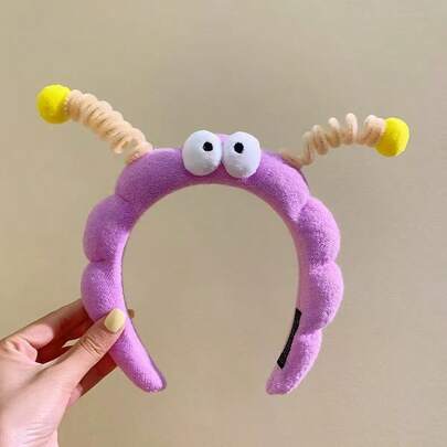 1pc Multi-Color Funny Headband, Super Cute Hair Accessory, Great Gift For Girls, Party Decoration, Valentine's Day Gift, Easter Gift, Same Style As Yushu Xin, Adorable Plush Big Eyes Headband, High Crown Washing Face Hair Hoop, Photo Prop, Elastic Hair Clip Hair Decoration
