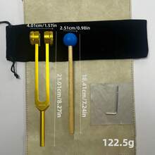 1 Set Chakra Tuning Forks, Gold Aluminum Tuning Forks With Mallet And Cleaning Cloth, Suitable For Leisure Time - Gold - View 7