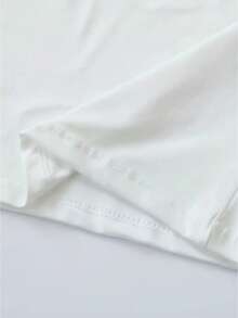 Women Casual Printed Round Neck Short Sleeve Top - Cozy Summer Essential & Casual Chic - White - View 3