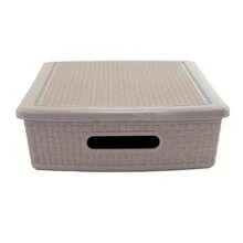 zxxGuateplast - Set de 3 Cestas Plass Rectangulares de 12 Litros Contenedores Plasticos para Organizar el ogar Organizadores para Close Escritos Oficina Caas de Plastico Color igecaja de oficina - Beis - Ver 2