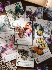 30 kolorowych naklejek z motylami, wykonanych z wodoodpornego materiału PET, odpowiednich do rękodzieła, scrapbookingu, pamiętnika, etui na telefon, dekoracji ściennych, dekoracji sypialni, dekoracji biurowych, artykułów ślubnych, dekoracji ślubnych, zaproszeń ślubnych - Wielokolorowe - Zobacz 4