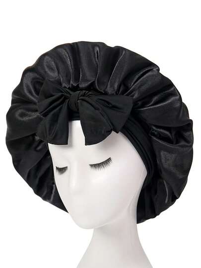 1个纯色丝带蝴蝶结发带，涤纶纤维材质，时尚多功能睡帽/美容帽，适合居家及日常佩戴，是送给家人、朋友、圣诞节、母亲节、父亲节、教师节、生日的绝佳礼物。