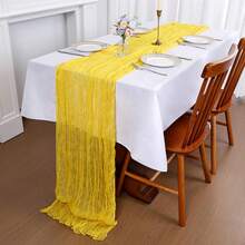 1/3pcs Yellow Cheese Cloth Tablecloth, Rustic Boho Cheese Cloth Tablecloth, Wedding Decoration, Birthday Party, Bridal Shower Table Center Decor - Multicolor - View 3