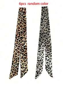 6pcs Versatile Leopard Print & Polka Dot Asymmetrical Double-Sided Print Scarves, Women's Neckerchief, Bag Scarf, Hair Scarf, Clothing Accessory - Multicolor - View 13