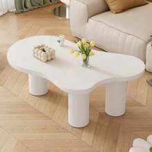 (Previous Reference: N625P256509510W) Irregular Cloud-Shaped Coffee Table, 107 Cm Long, 66 Cm Wide, 40.5 Cm High, MDF Top And PVC Legs, With Felt Pads - White - View 4