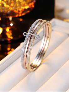 1 chiếc trang sức đính đá Zirconia tổng hợp lấp lánh thời trang, thích hợp để đeo hàng ngày và trong các buổi tụ họp. - vòng đeo tay - Xem 6