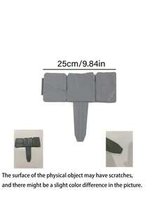 10pcs Gray Faux Stone Plastic Garden Edging Fence, Flower Bed Frame, Garden Yard Decor Fence, Faux Stone Texture Plastic Lawn Garden Border