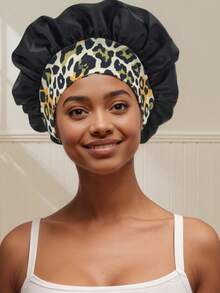 1 pieza Gorro de dormir de seda, gorro de dormir con estampado elástico y ala ancha para mujeres, gorro de dormir de seda suave, adecuado para cabello rizado (patrón de impresión aleatorio) - Color - Ver 28